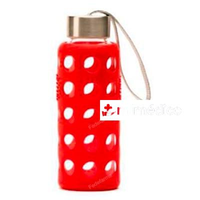 BOTELLA BOROSILICATO CON SILICONA ROJO 300ML. BB06 IRISANA