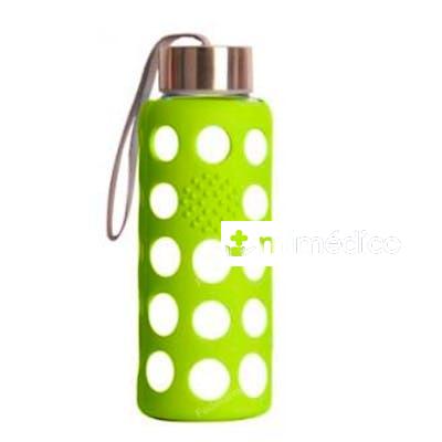 BOTELLA BOROSILICATO CON SILICONA VERDE 300ML.BB06 IRISANA