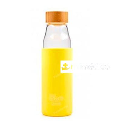 BOTELLA BOROSILICATO TAPON  BAMBU AMARILLO 500ML IRISANA