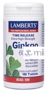 GINKGO BILOBA 6000 ALTA POTENCIA 120 MG. 180 TA LAMBERTS