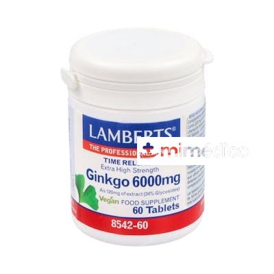 GINKGO BILOBA 6000 ALTA POTENCIA 120MG. 60COMP. LAMBERTS
