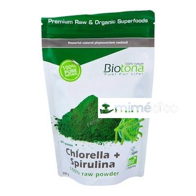 CHLORELLA SPIRULINA RAW 200GR. BIO BIOTONA
