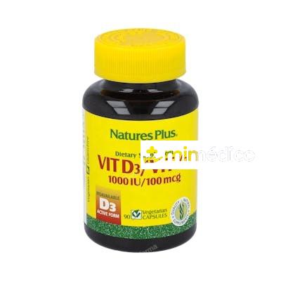 VITAMINA D3 VITAMINA K2 90CAP. NATURES PLUS