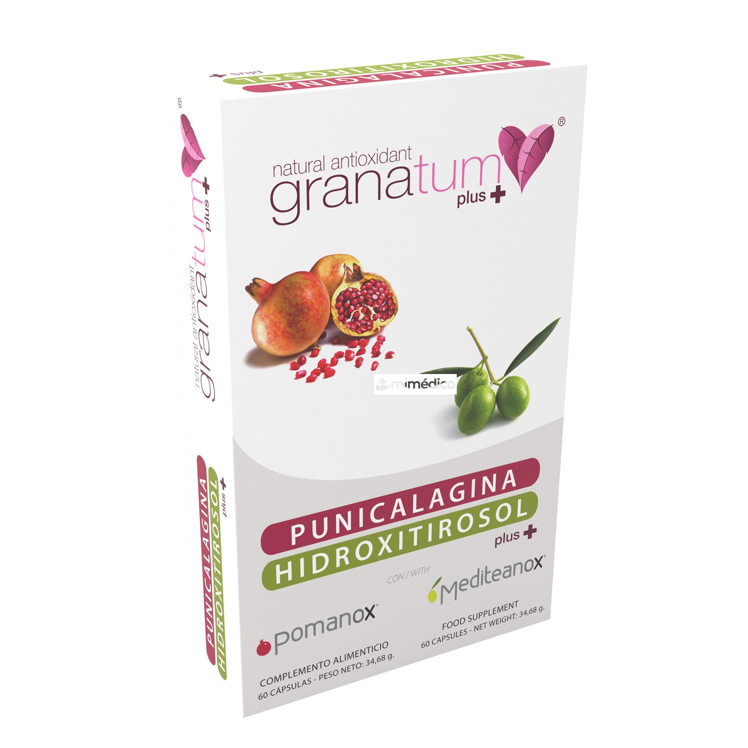 EXTRACTO DE GRANADA + OLIVO PUNICALAGINA + HIDROXITIROSOL PLUS 60CAPS GRANATUM PLUS